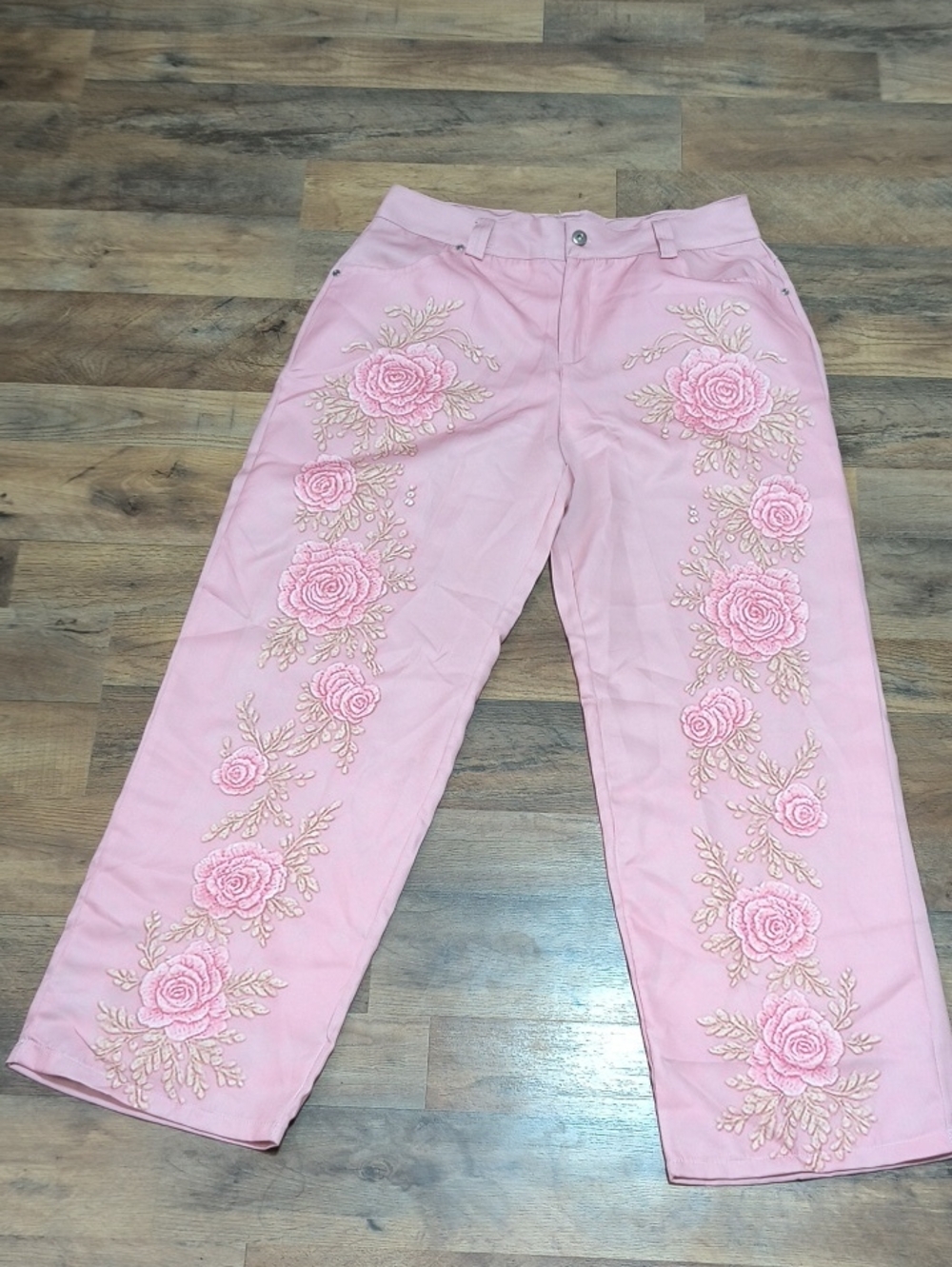 Flower Pink Women's Wide-Leg Pants